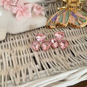 Pink Gemstone Flower Earrings